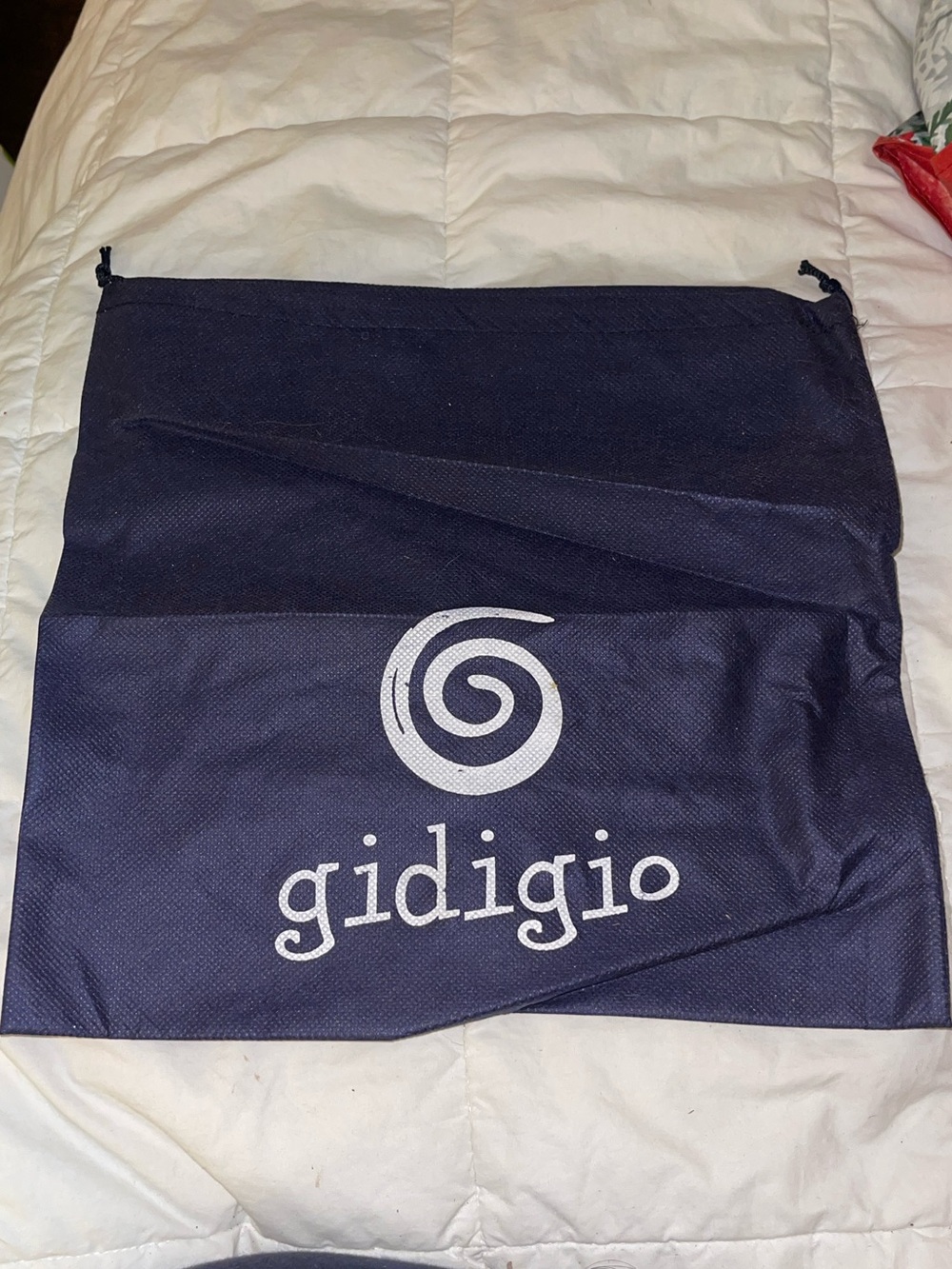 Gidigio Navy Dust Bag with White Logo & Tissue Paper